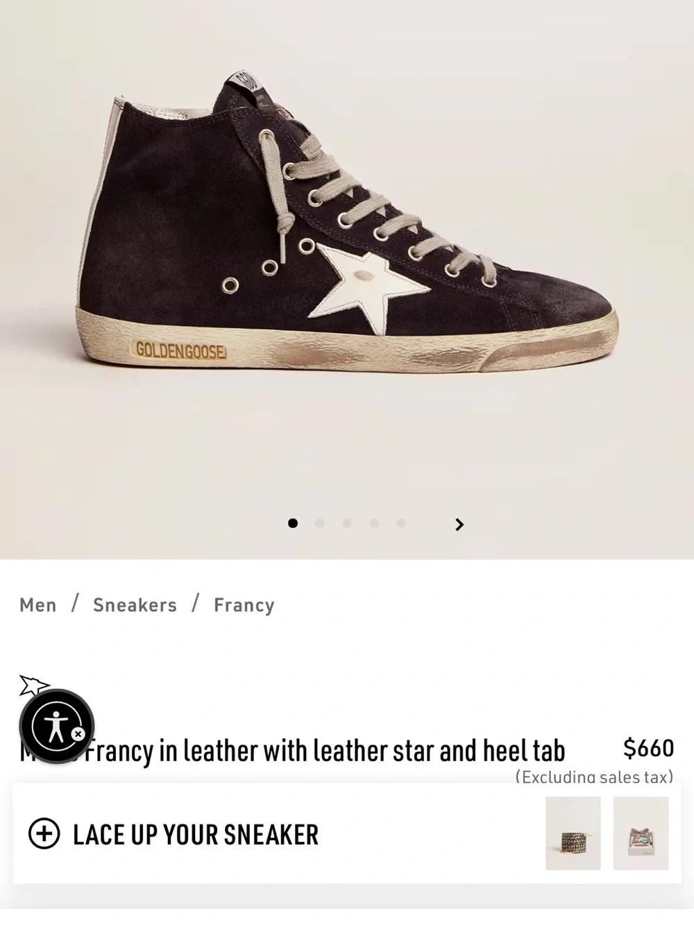 Golden Goose Navy High-Top Sneakers with White Star Accents